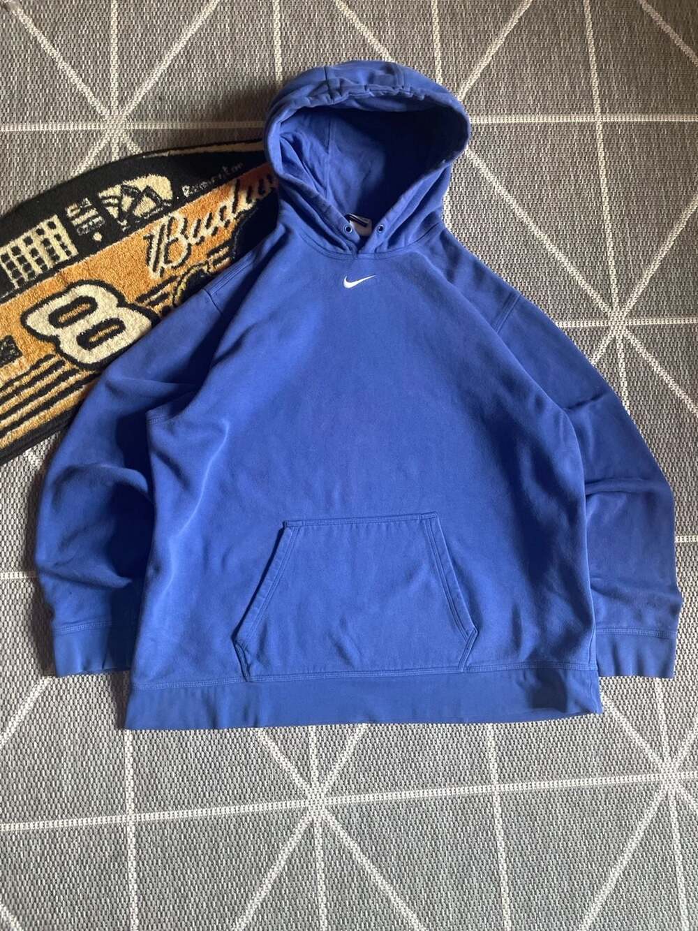 Nike Hoodie Size XXL Blue Center Mini Swoosh Fleece Pullover Sweatshirt
